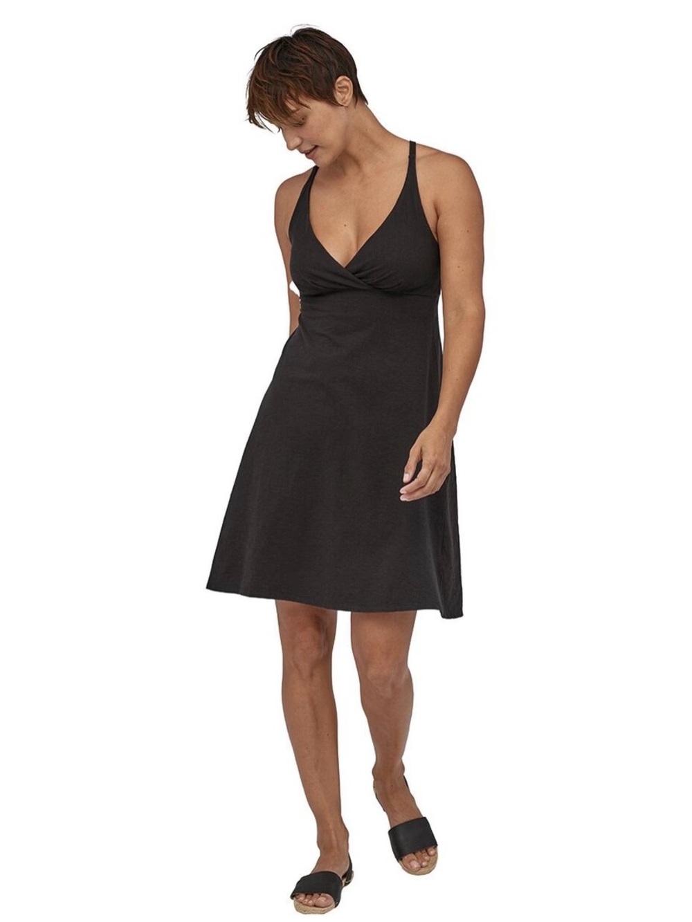 Patagonia Black Sleeveless V-Neck Midi Dress